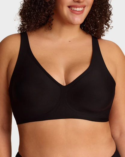 Brasier Sin Varilla Push Up para Mujer, Escote Profundo en V, Tirantes Anchos, Moldea la Espalda, Cómodo y Sin Costuras